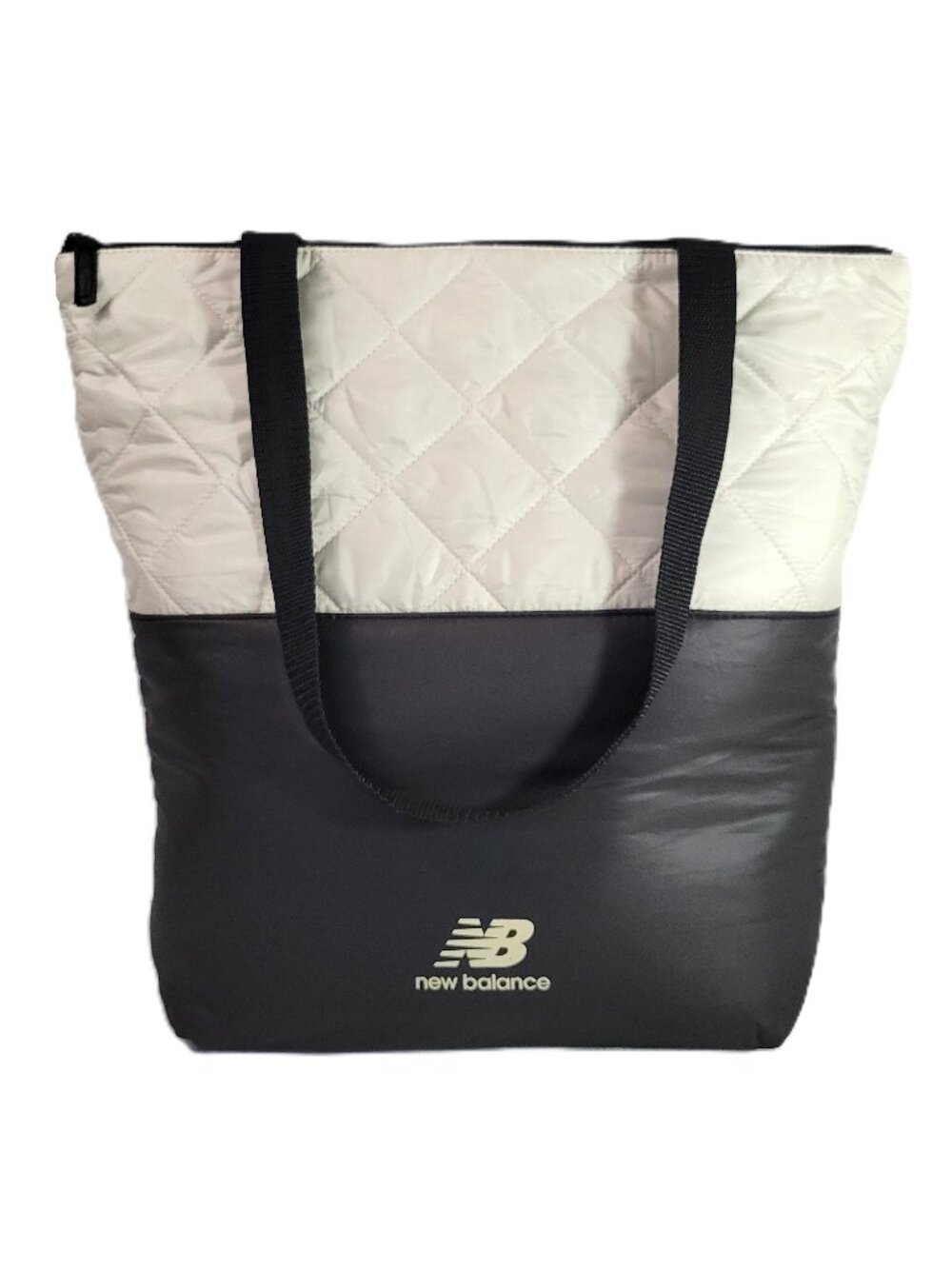 New Balance DSW Exclusive Quilted Puffer Tote Bag Black Cream White Gym Travel